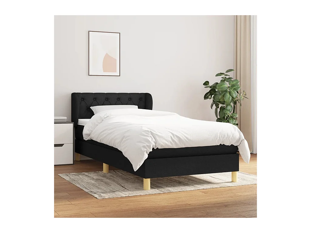 Ensemble complet boxspring - 80x200 cm + sommier tapissier + matelas Noir Tissu SRGW68269