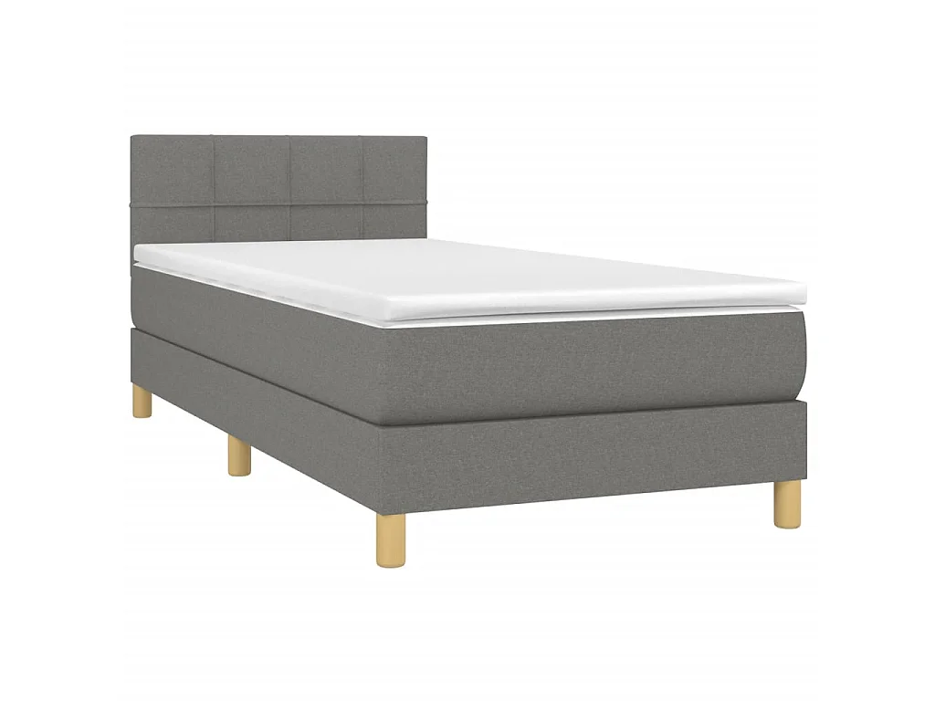Conjunto Boxspring - 100x200 cm + Somieres + colchón + LED tela gris oscuro ES42115