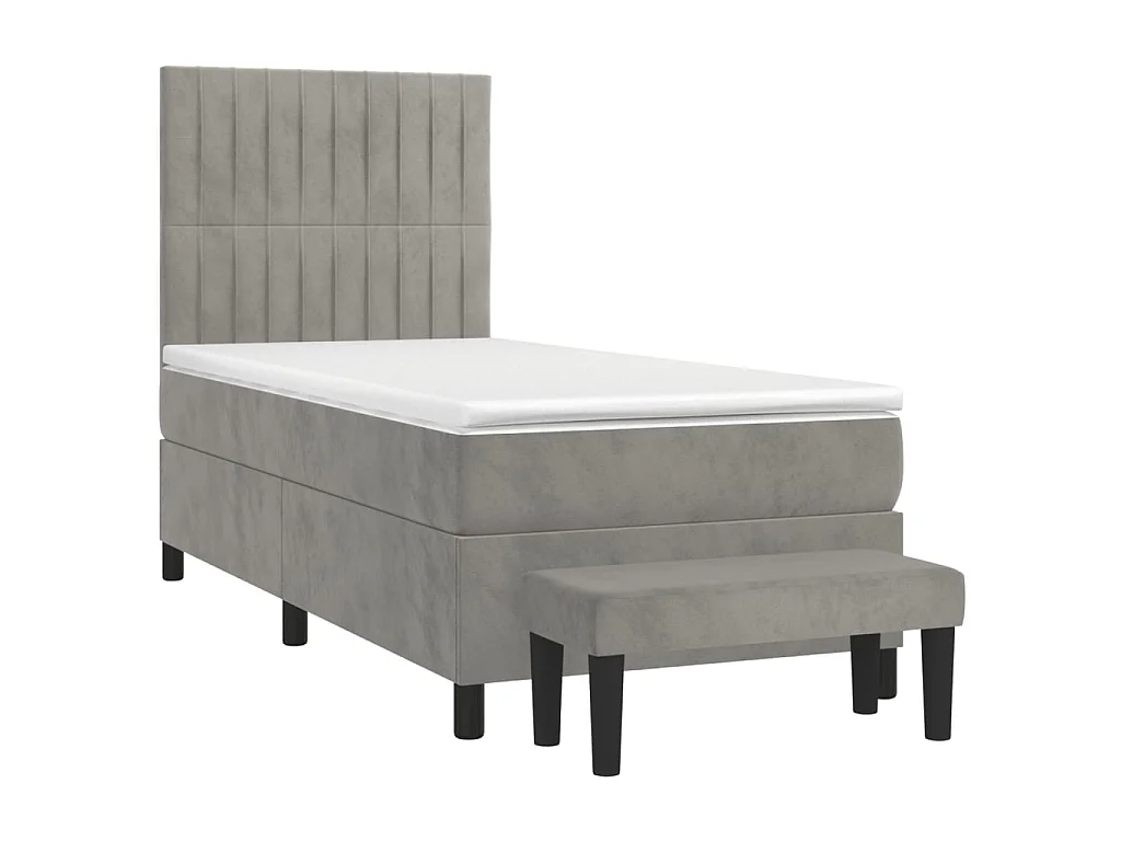 Conjunto Boxspring - 80x200 cm + Somieres + colchón terciopelo gris claro ES35382