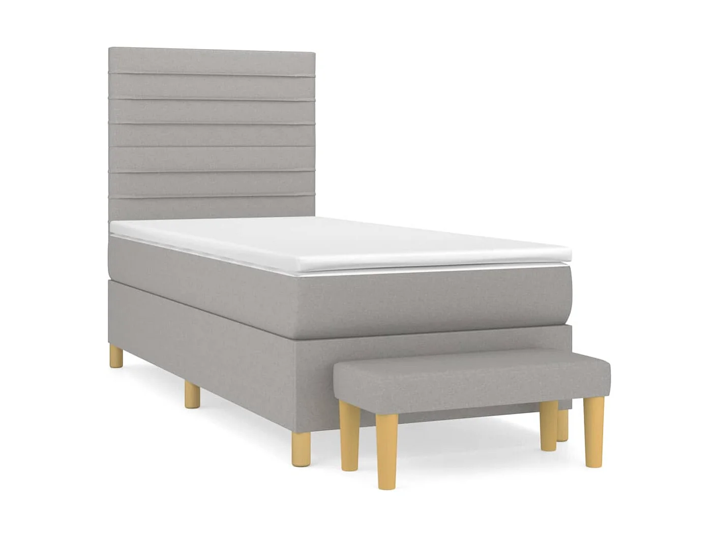 Cama continental com molas+ colchão 80x200 cm tecido cinza-claro PT389056