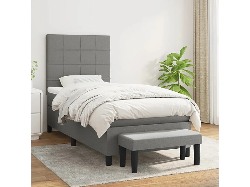 Boxspringbett mit Matratze,Bett für Schlafzimmer Dunkelgrau 100x200 cm Stoff -CFW88876