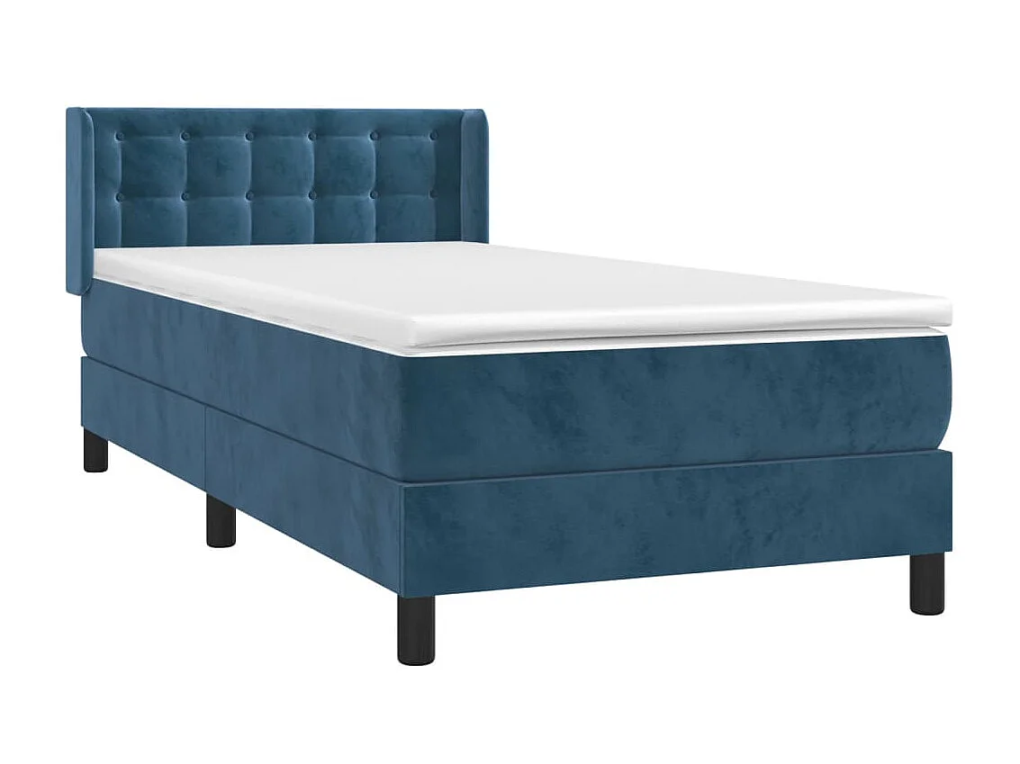 Cama continental com molas+ colchão 90x200 cm veludo azul-escuro PT267632