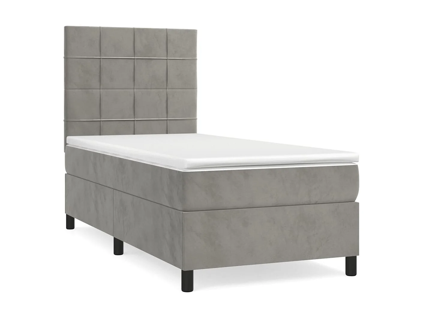 Conjunto Boxspring - 80x200 cm + Somieres + colchón terciopelo gris claro ES36376