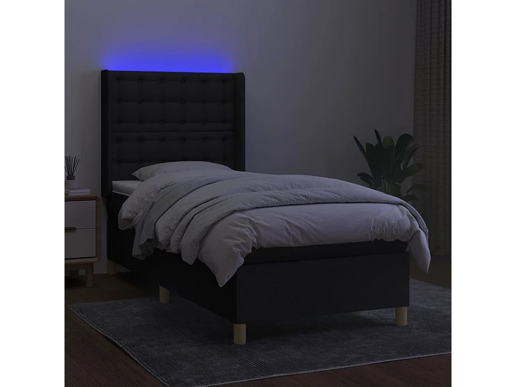 LED-Boxspringbett mit Matratze,Bett für Schlafzimmer Schwarz 80x200 cm Stoff -CFW29714