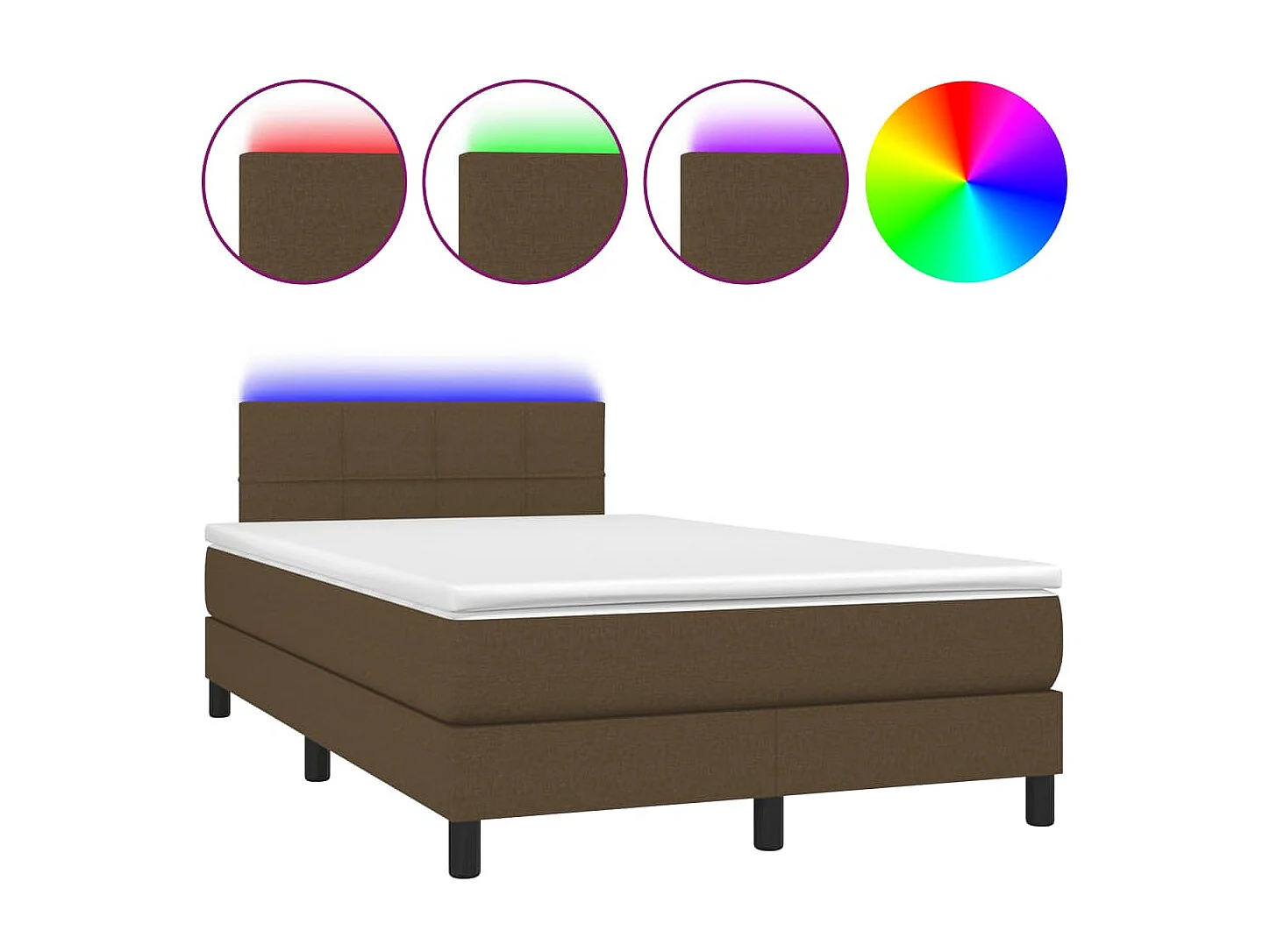 Ensemble complet boxspring - 120x200 cm + sommier à lattes de lit+ matelas + LED Marron foncé SRGW96003