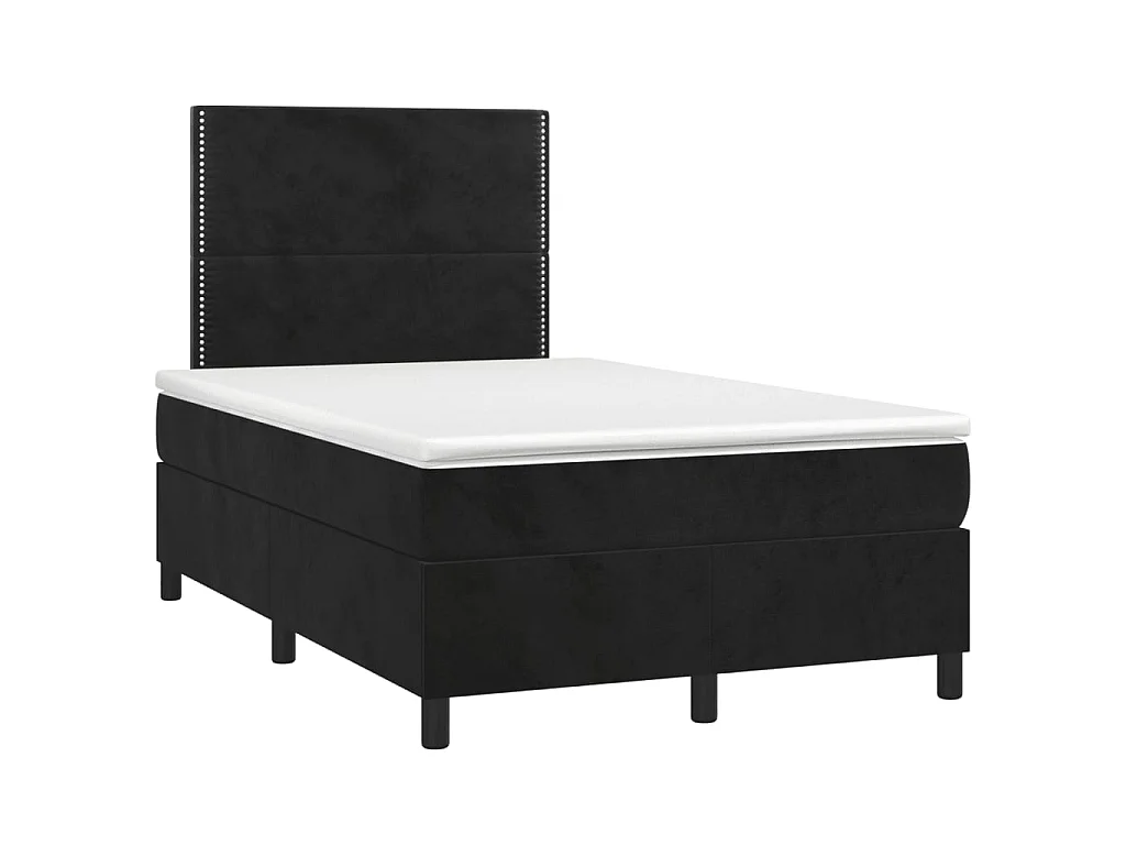 Cama continental c/ colchão/LED 120x200 cm veludo preto PT319150