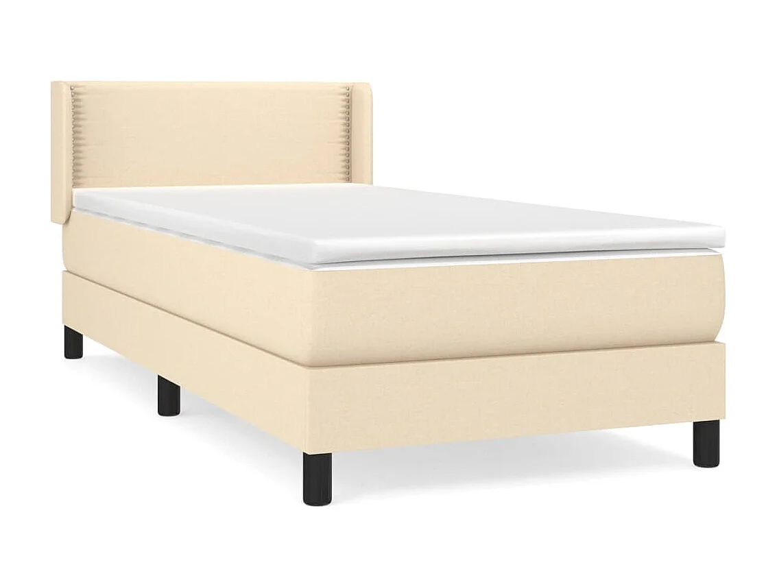 Cama continental com molas+ colchão 100x200 cm tecido cor creme PT936014