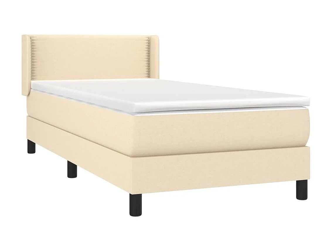 Cama continental com molas+ colchão 100x200 cm tecido cor creme PT936014