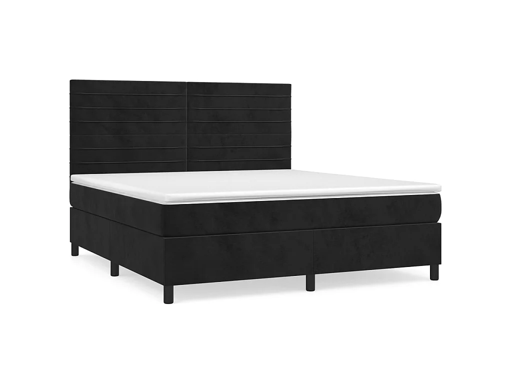 Ensemble complet boxspring - 180x200 cm + sommier tapissier + matelas Noir Velours SRGW89439