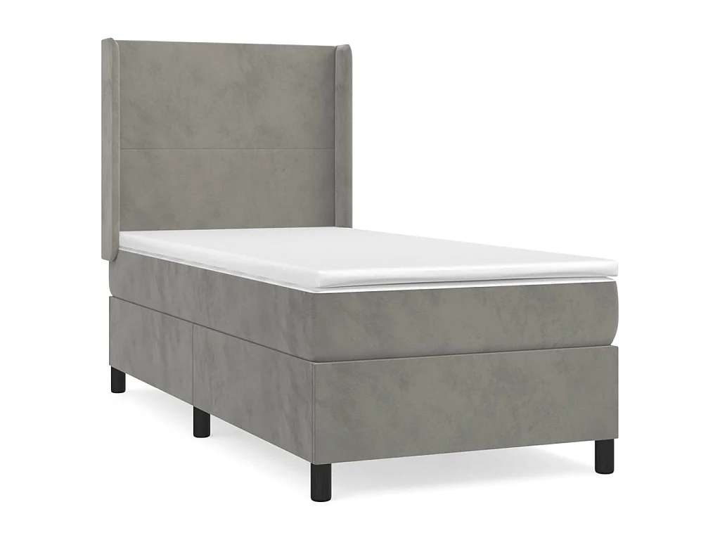 Conjunto Boxspring - 90x190 cm + Somieres + colchón terciopelo gris claro ES35599