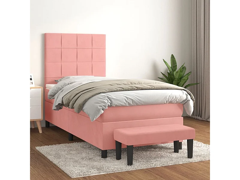 Boxspringbett mit Matratze,Bett für Schlafzimmer Rosa 90x200 cm Samt -CFW92186