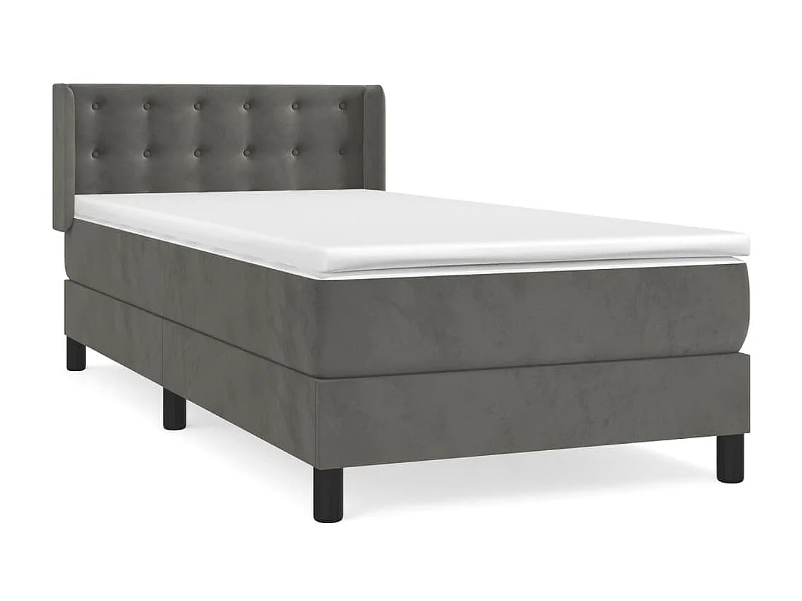 Ensemble complet boxspring - 80x200 cm + sommier tapissier + matelas Gris foncé Velours SRGW53476