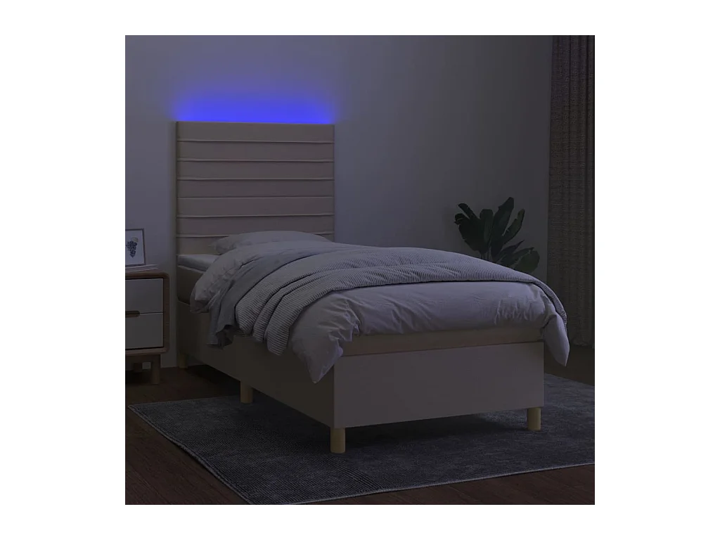 LED-Boxspringbett mit Matratze,Bett für Schlafzimmer Creme 100x200 cm Stoff -CFW21901