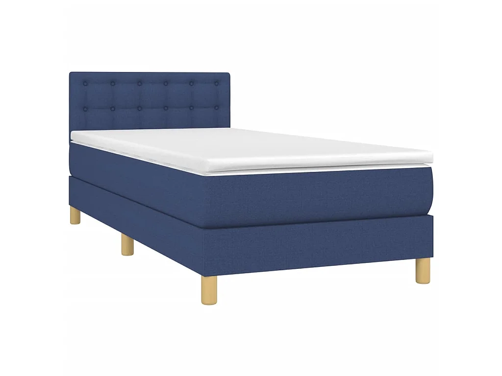 Ensemble complet boxspring - 80x200 cm + sommier tapissier + matelas Bleu Tissu SRGW10257