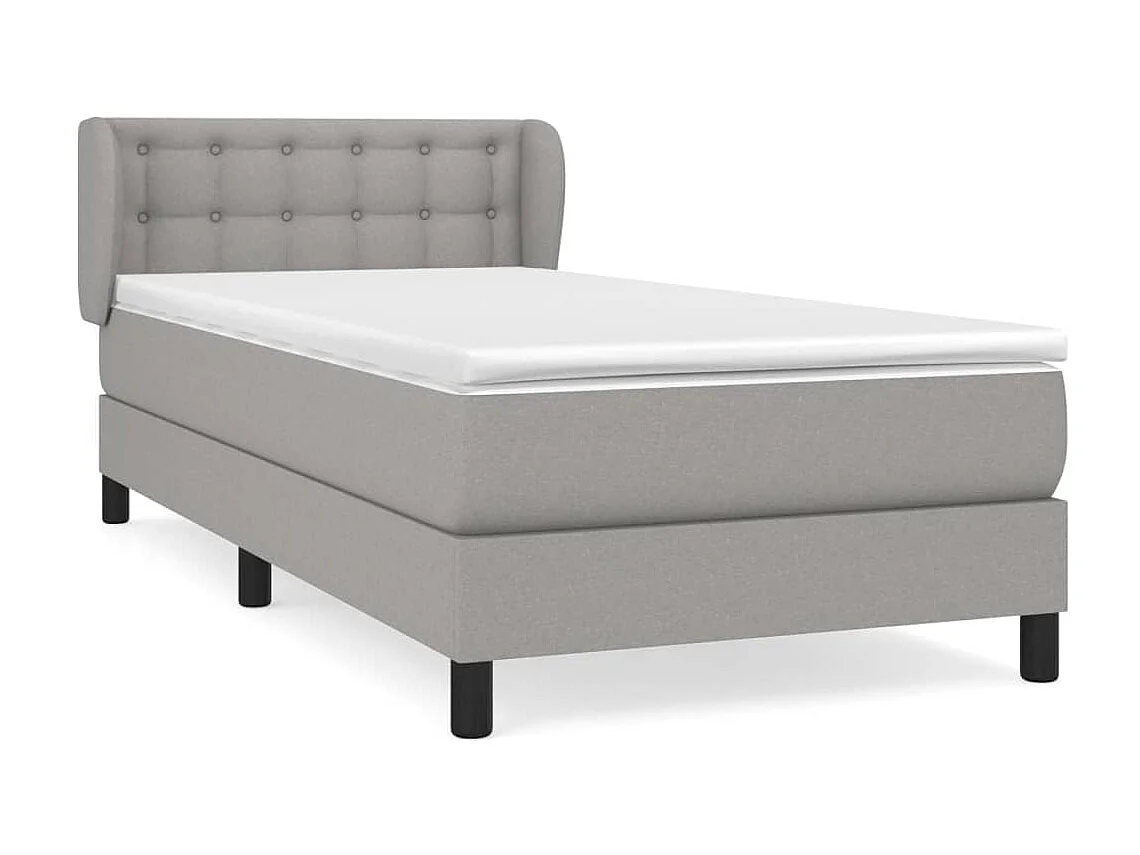 Cama continental com molas+ colchão 90x200 cm tecido cinza-claro PT701211