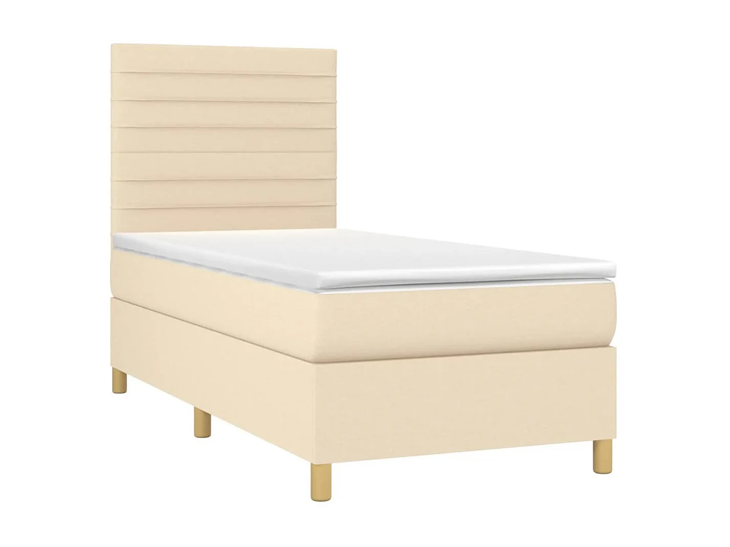 Cama continental c/ colchão e LED 90x200 cm tecido cor creme PT250570