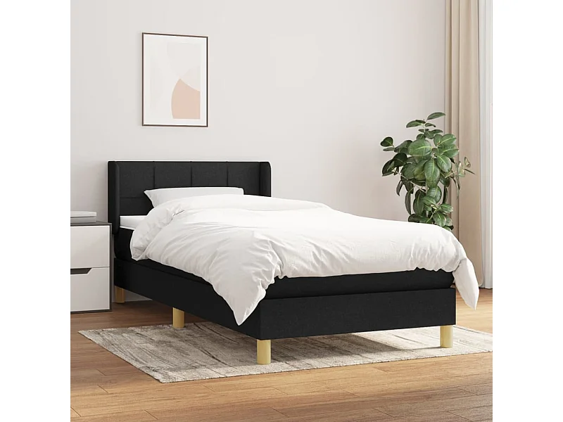 Conjunto Boxspring - 80x200 cm + Somieres + colchón tela negro ES39124