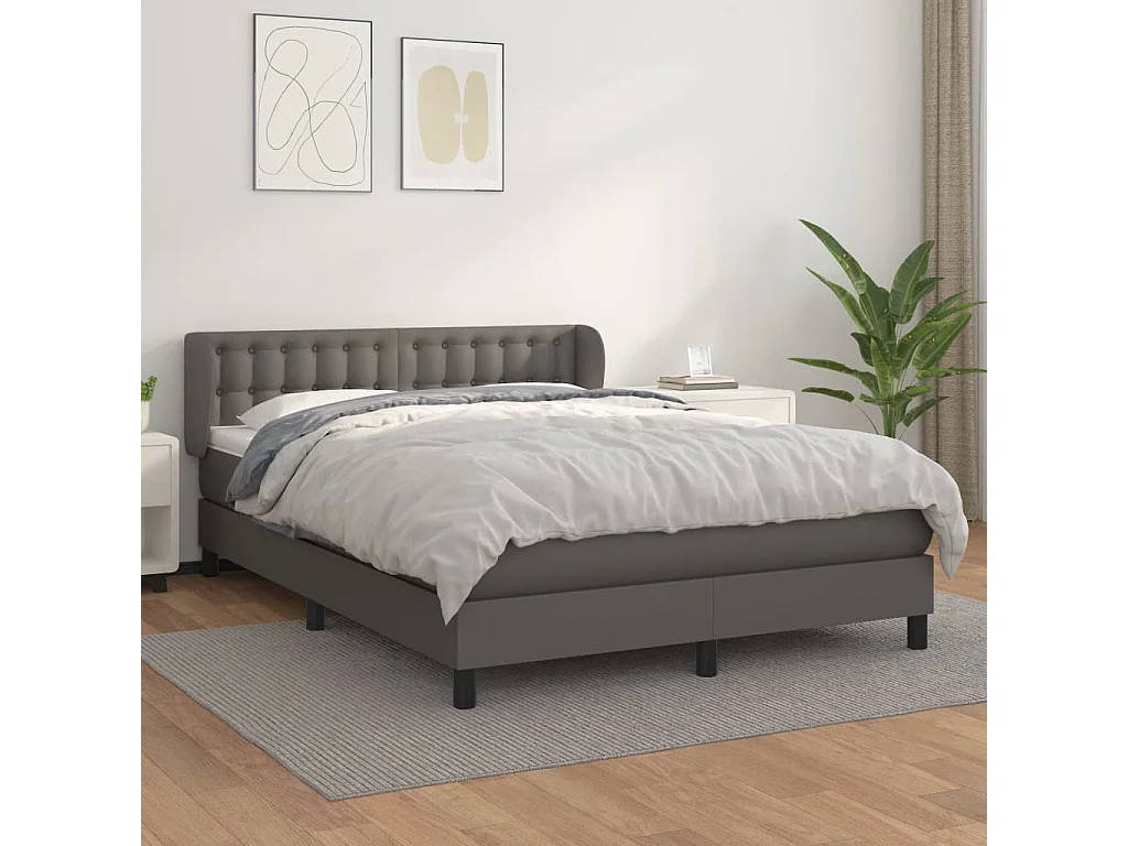 Boxspringbett mit Matratze,Bett für Schlafzimmer Grau 140x200 cm Kunstleder -CFW31376