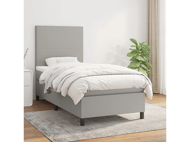 Conjunto Boxspring - 80x200 cm + Somieres + colchón tela gris claro ES37919