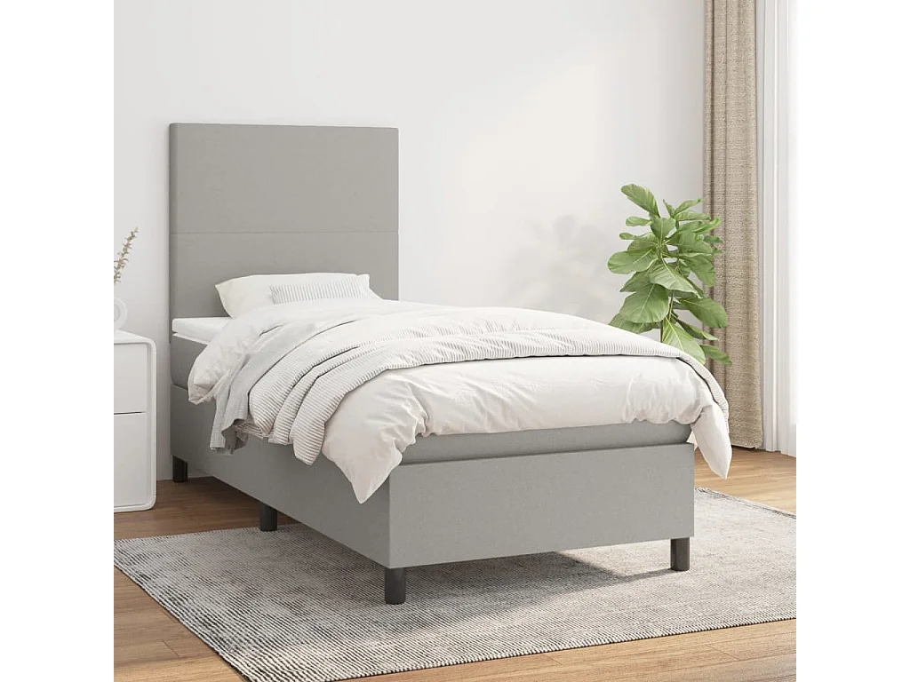 Conjunto Boxspring - 80x200 cm + Somieres + colchón tela gris claro ES37919