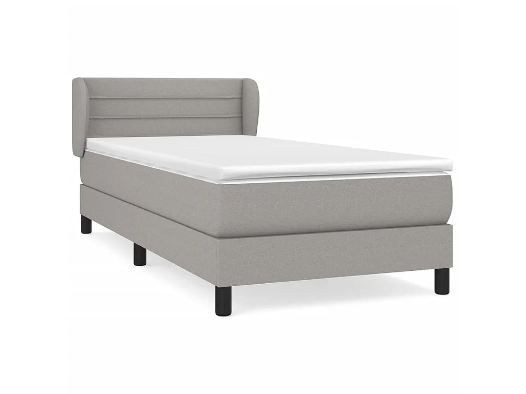 Cama continental com molas+ colchão 100x200 cm tecido cinzento-claro PT843542