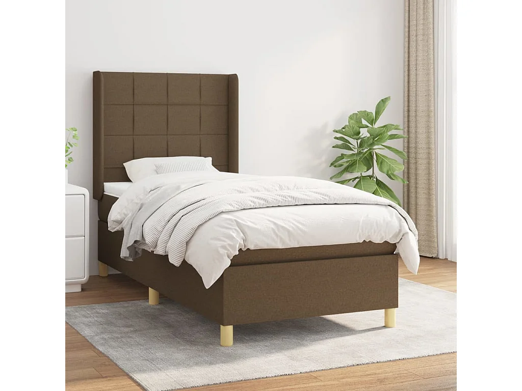 Boxspringbett mit Matratze,Bett für Schlafzimmer Dunkelbraun 90x200 cm Stoff -CFW45426
