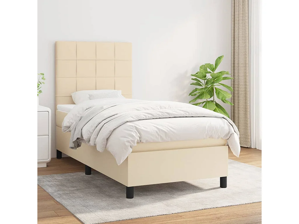 Boxspringbett mit Matratze,Bett für Schlafzimmer Creme 90x200 cm Stoff -CFW79418