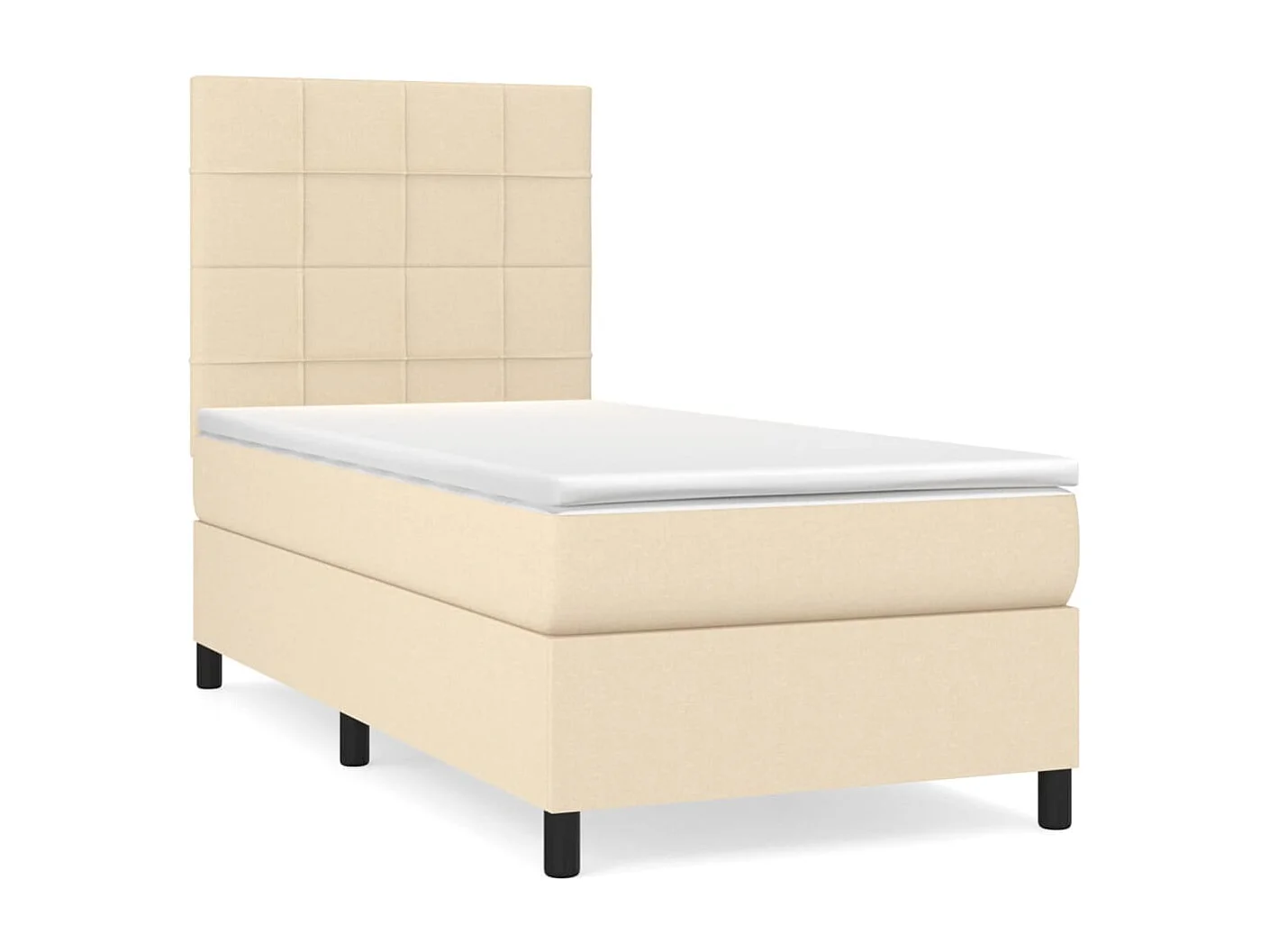 Conjunto Boxspring - 90x200 cm + Somieres + colchón tela color crema ES39190