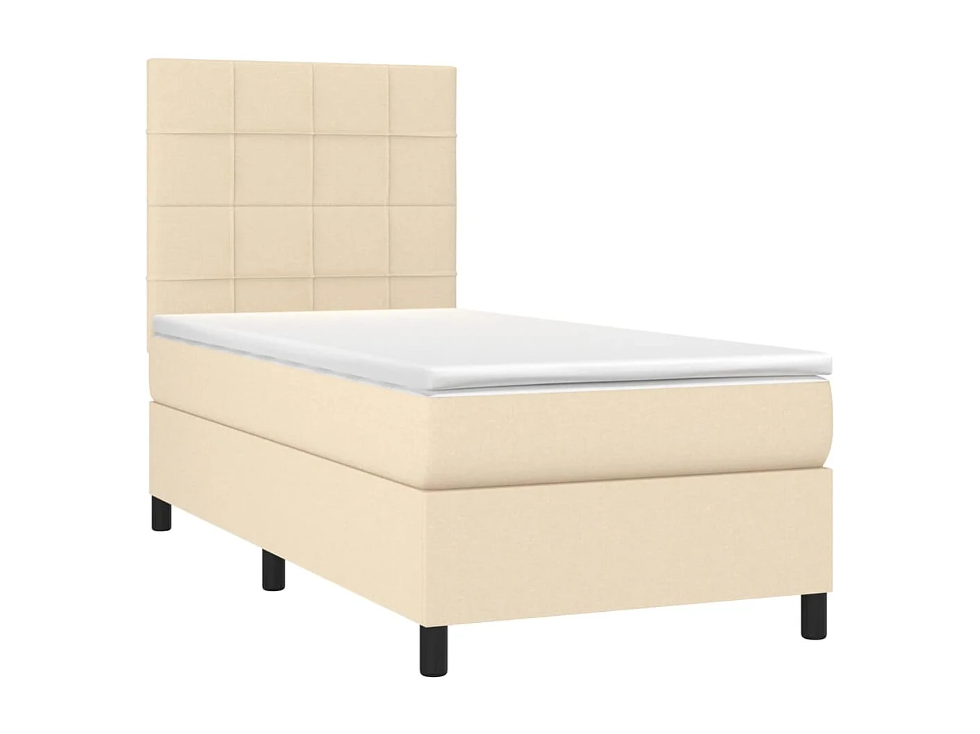 Conjunto Boxspring - 90x200 cm + Somieres + colchón tela color crema ES39190