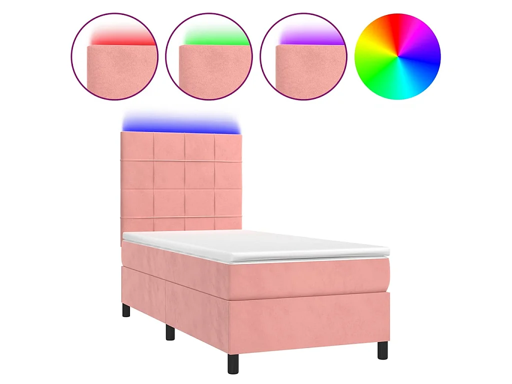LED-Boxspringbett mit Matratze,Bett für Schlafzimmer Rosa 100x200 cm Samt -CFW63933