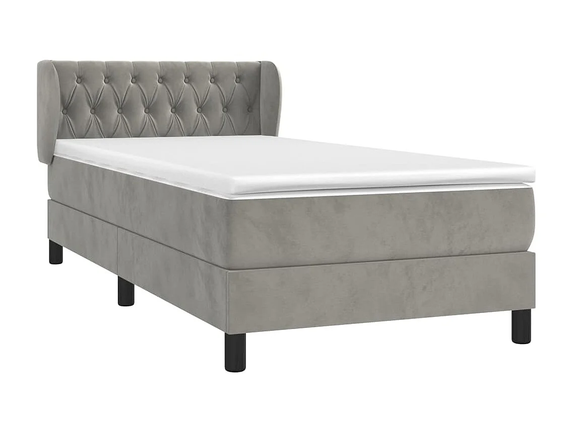 Boxspringbett mit Matratze,Bett für Schlafzimmer Hellgrau 90x200 cm Samt -CFW81502