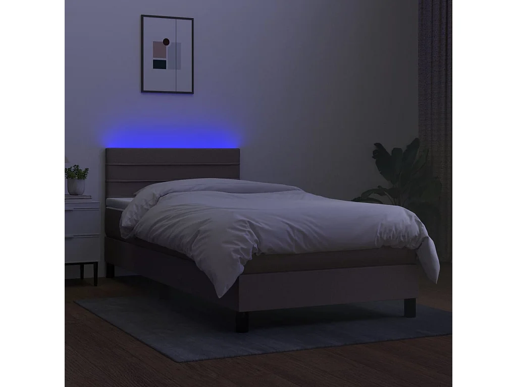 Cama continental colchão/LED 100x200cm tecido cinza-acastanhado PT941890