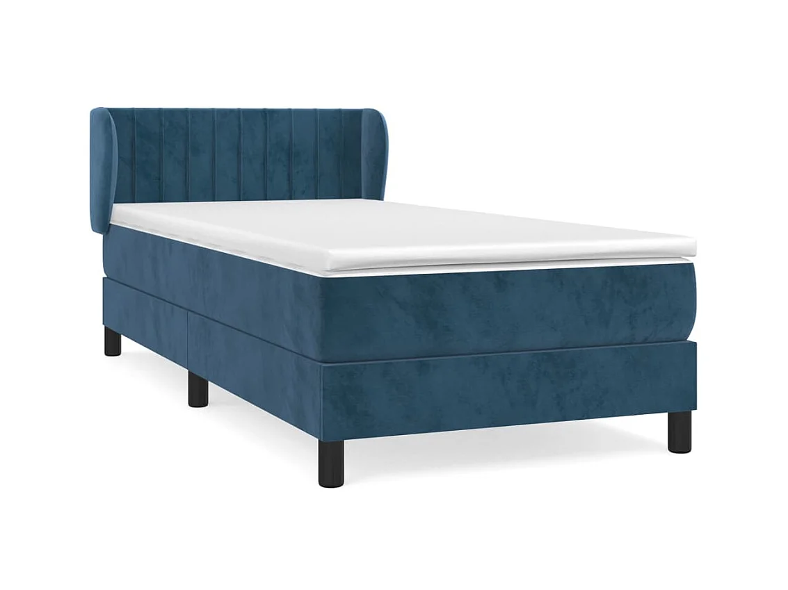 Cama com molas/colchão 90x200 cm veludo azul-escuro PT157118