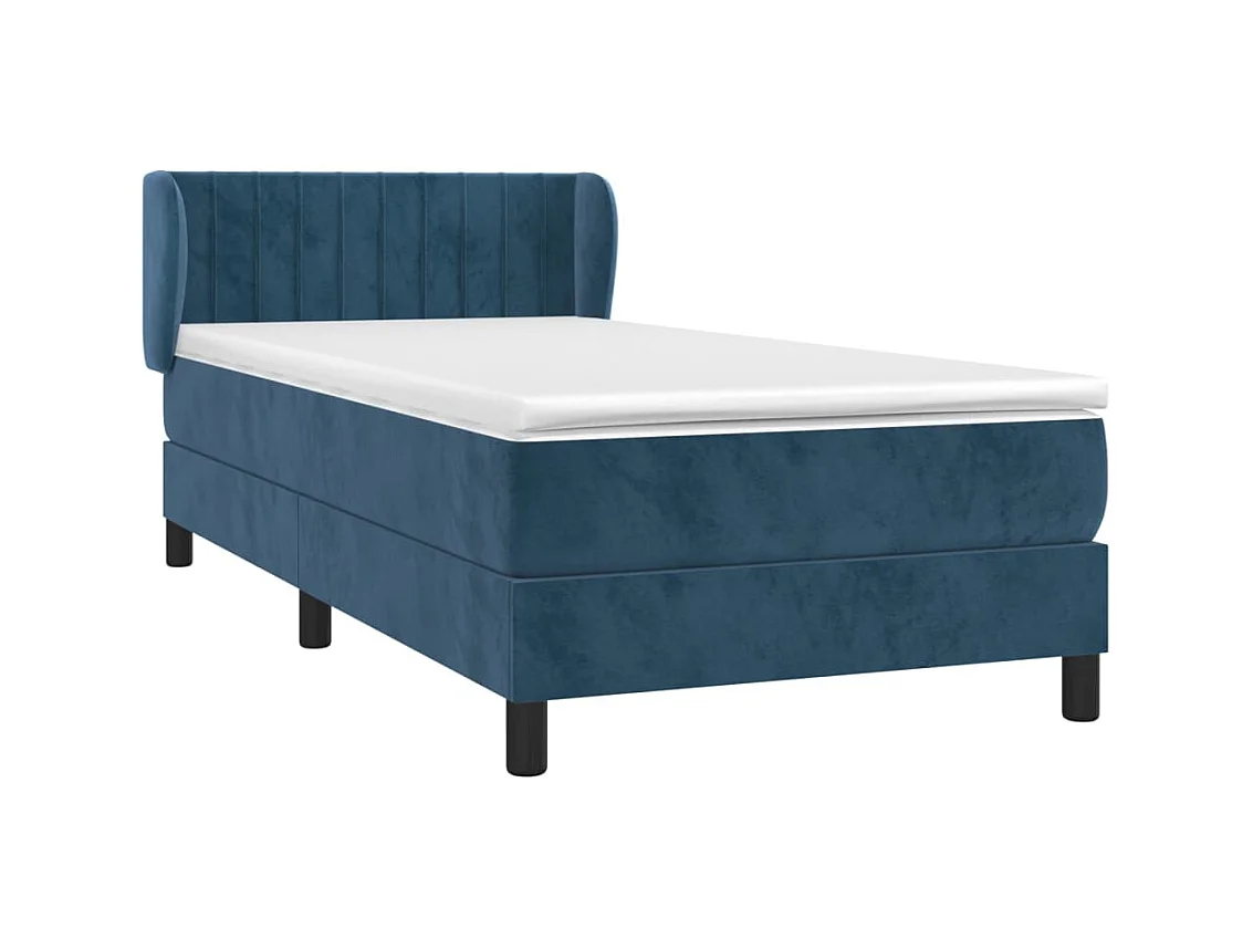 Cama com molas/colchão 90x200 cm veludo azul-escuro PT157118