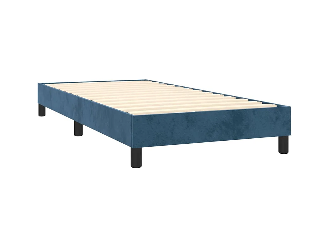 Cama com molas/colchão 90x200 cm veludo azul-escuro PT157118