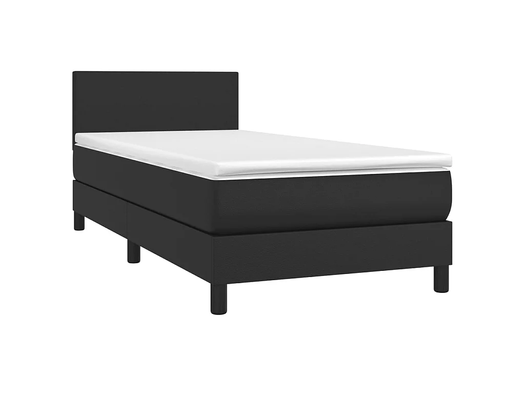 Cama continental c/ colchão/LED 80x200 cm couro artificial preto PT869419
