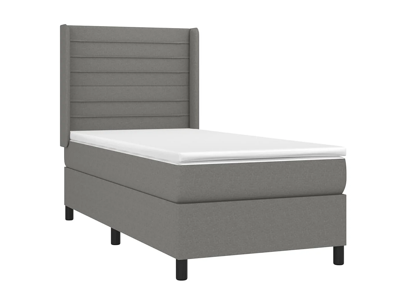 Conjunto Boxspring - 80x200 cm + Somieres + colchón + luces LED tela gris oscuro ES42897