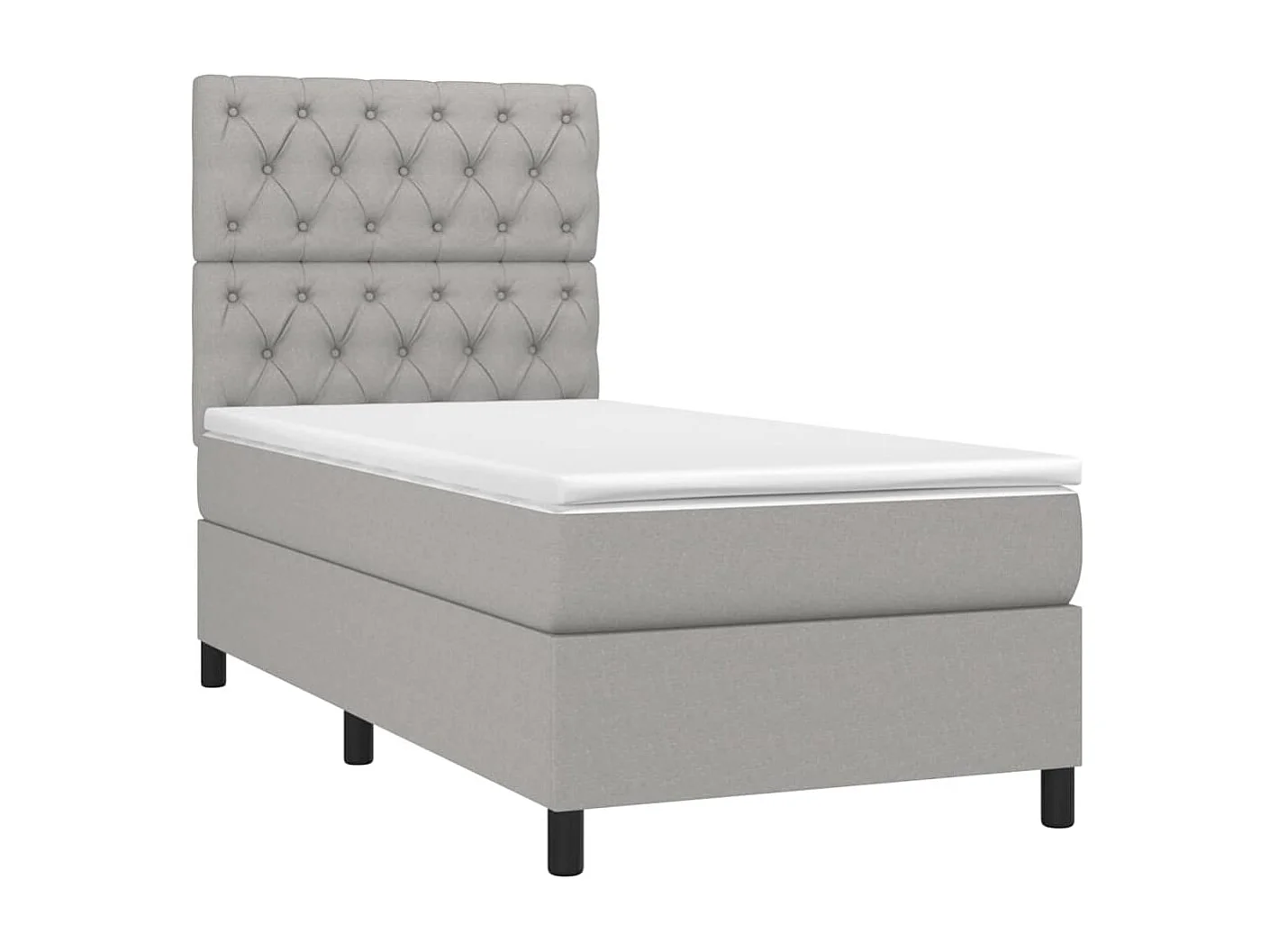 Conjunto Boxspring - 80x200 cm + Somieres + colchón + luces LED tela gris claro ES43567