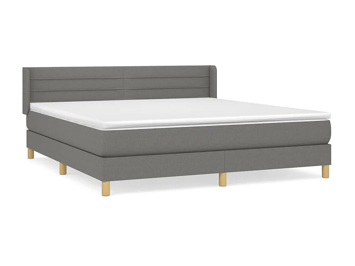 Ensemble complet boxspring - 180x200 cm + sommier tapissier + matelas Gris foncé Tissu SRGW15021