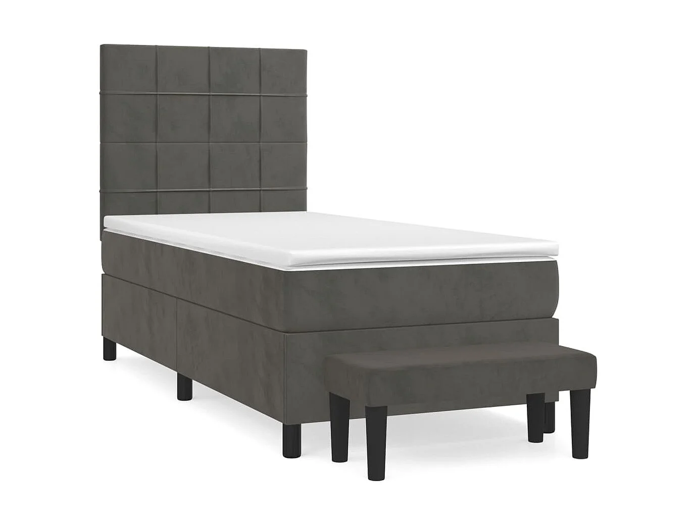 Boxspringbett mit Matratze,Bett für Schlafzimmer Dunkelgrau 90x200 cm Samt -CFW16147