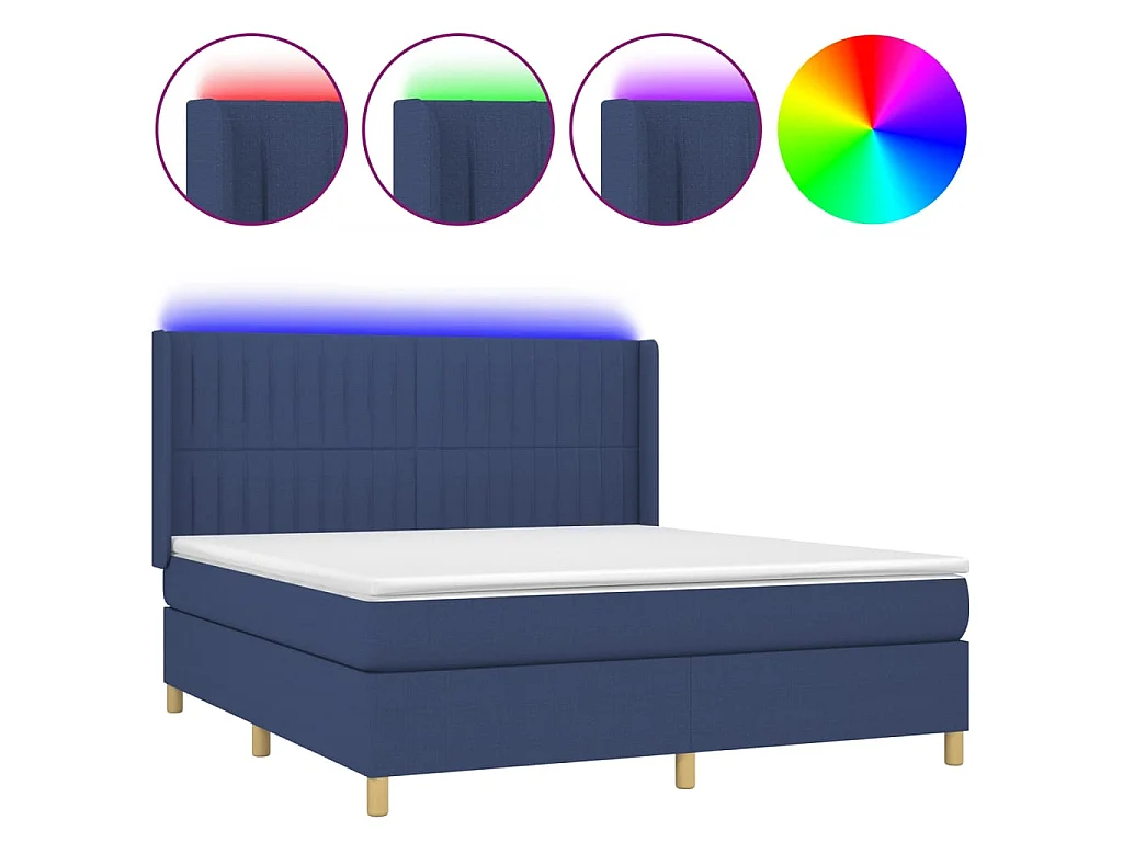 LED-Boxspringbett mit Matratze,Bett für Schlafzimmer Blau 160x200 cm Stoff -CFW66207