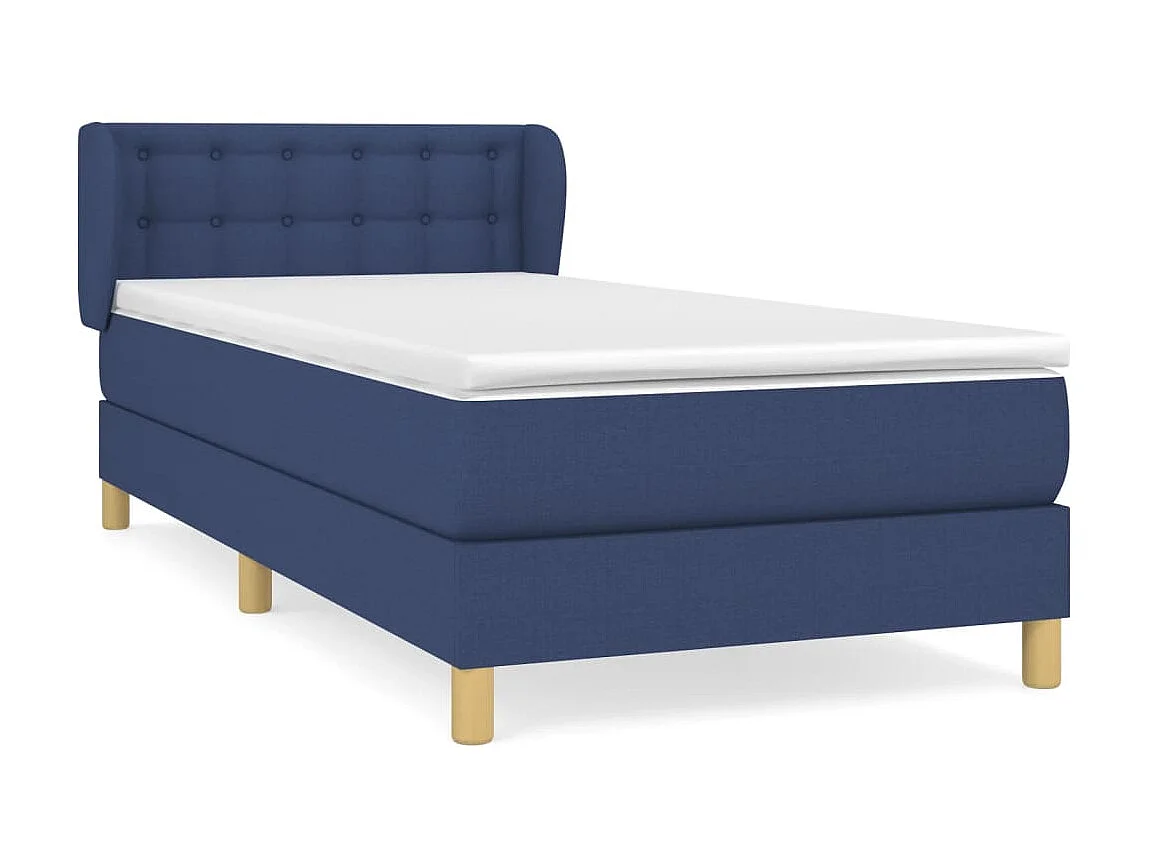 Conjunto Boxspring - 90x200 cm + Somieres + colchón tela azul ES40410