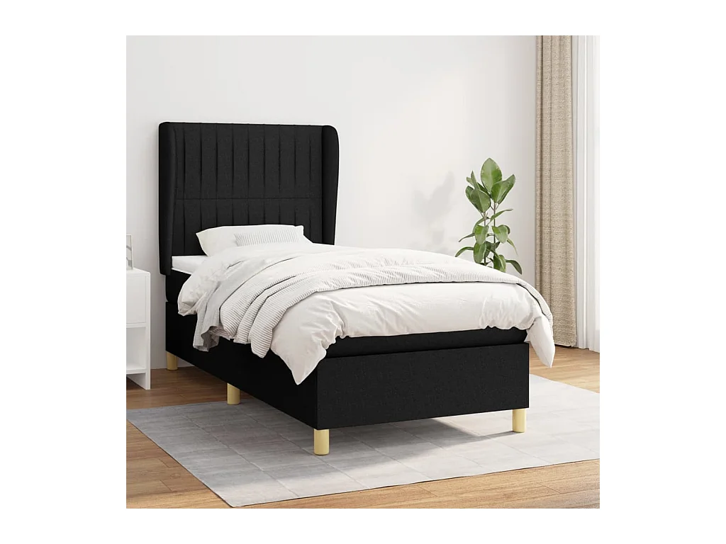 Conjunto Boxspring - 80x200 cm + Somieres + colchón tela negro ES38073