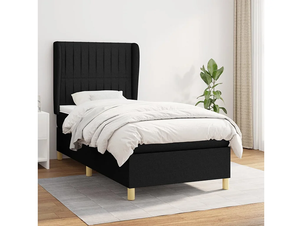 Conjunto Boxspring - 80x200 cm + Somieres + colchón tela negro ES38073