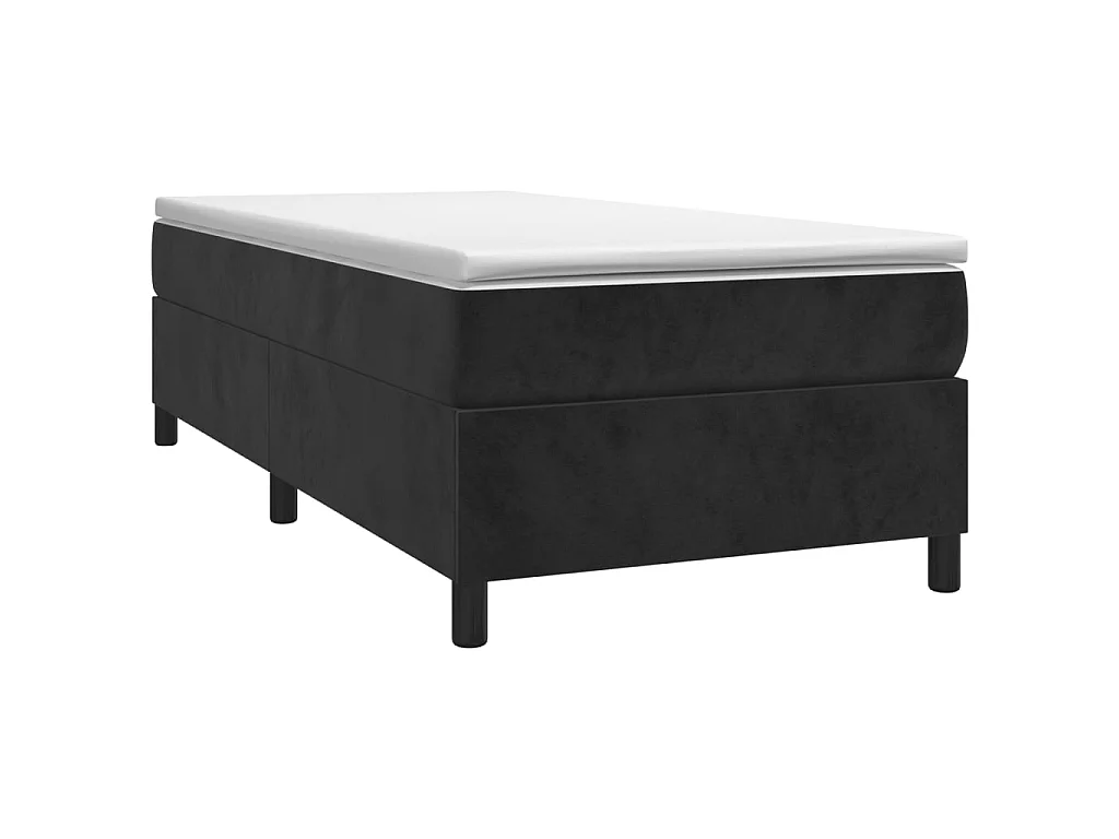 Ensemble complet boxspring - 90x200 cm + sommier tapissier + matelas Noir Velours SRGW75835