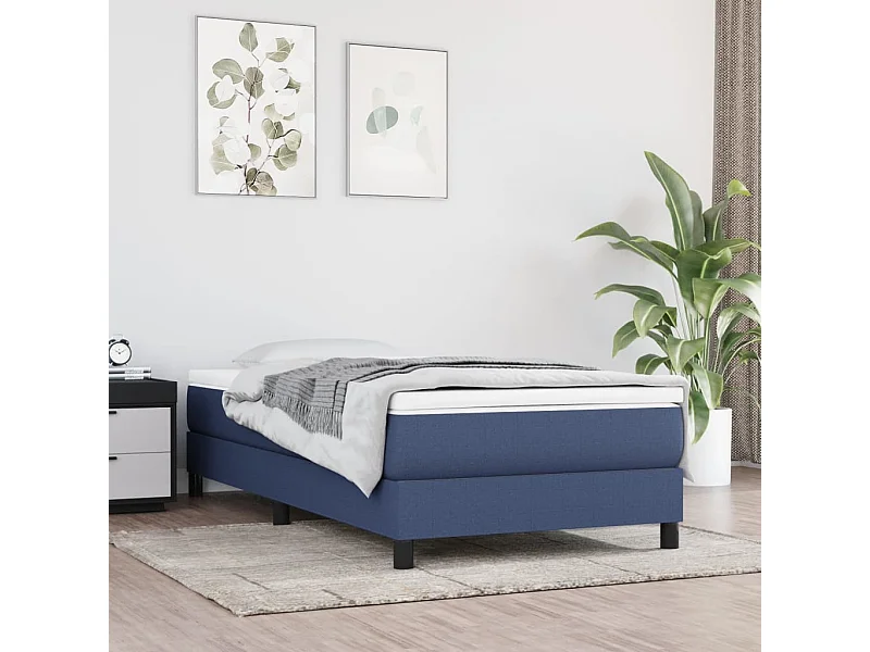 Ensemble complet boxspring - 100x200 cm + sommier tapissier + matelas Bleu Tissu SRGW37575