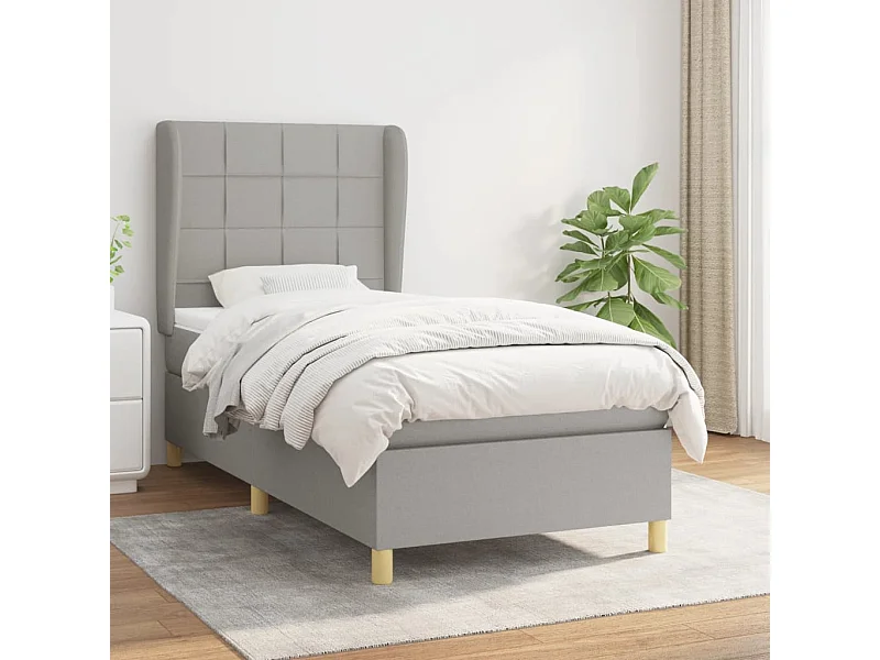 Cama continental com molas+ colchão 90x190 cm tecido cinzento-claro PT659582