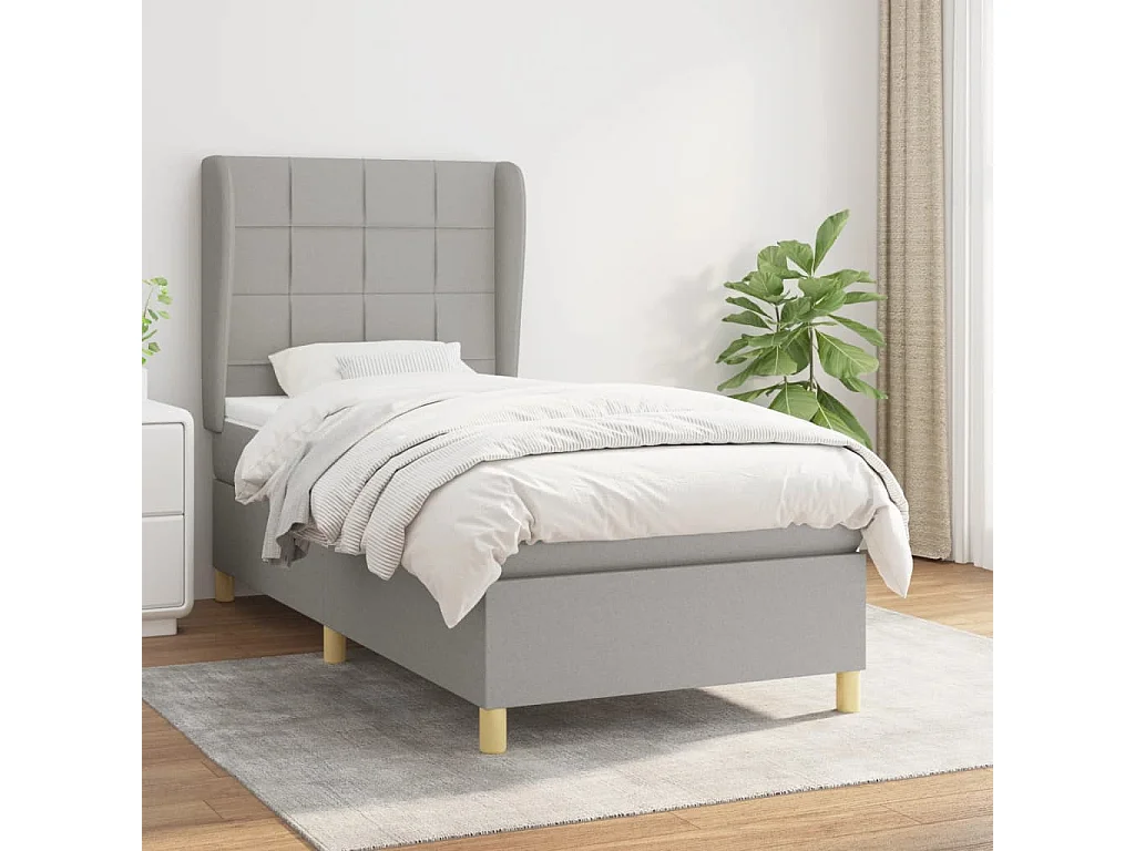 Cama continental com molas+ colchão 90x190 cm tecido cinzento-claro PT659582