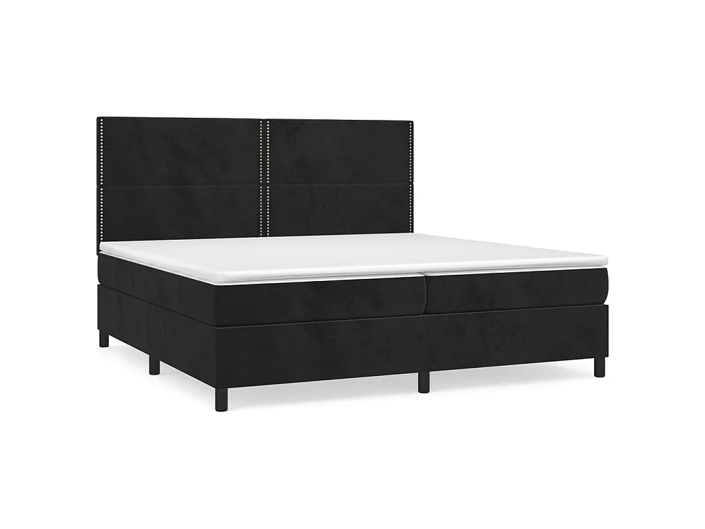 Ensemble complet boxspring - 200x200 cm + sommier tapissier + matelas Noir Velours SRGW11998