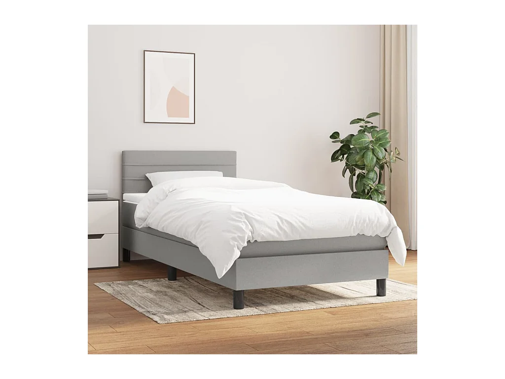 Ensemble complet boxspring - 90x190 cm + sommier tapissier + matelas Gris clair Tissu SRGW71376